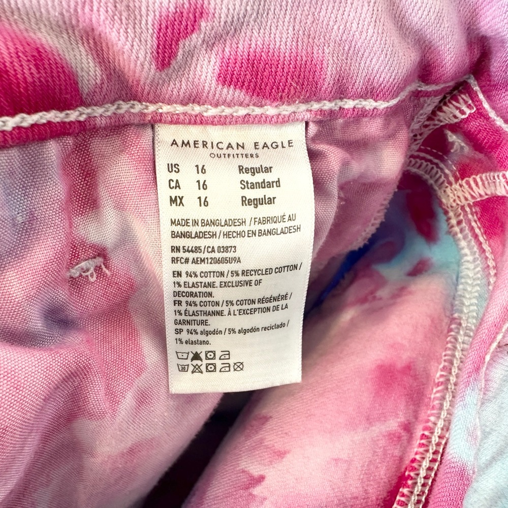American Eagle Size 16 Jeans Handmade Tie Dye Mom Jeans Pink Blue High Rise 974 - Picture 12 of 12